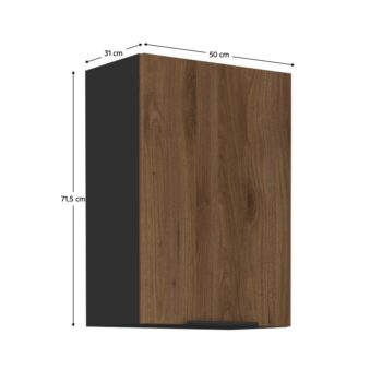 Predstavujeme vám hornú kuchynskú skrinku Menzo 50 G-72 1F v elegantnom farebnom prevedení čierna a orech, ktorá je ideálnym riešením pre moderné kuchyne. Táto skrinka od značky KONDELA kombinuje štýlový dizajn s praktickými funkciami, ktoré ocení každý milovník kvalitného nábytku.