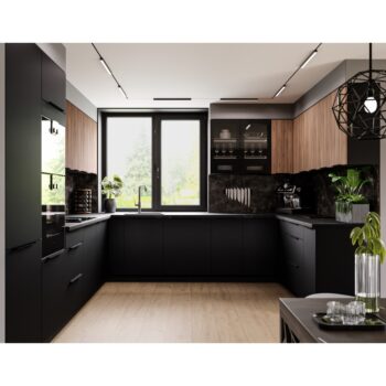 KONDELA Menzo 50 G-72 1F horná kuchynská skrinka čierna / orech – Obrázok 6