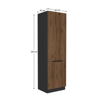 Predstavujeme vám kuchynskú skrinku na vstavanú chladničku Menzo 60 LO-210 2F v elegantnom prevedení čierna/orech, ktorá je ideálnym riešením pre moderné kuchyne. Táto skrinka od značky KONDELA je navrhnutá tak, aby dokonale zapadla do vášho interiéru a poskytla praktické úložné priestory.