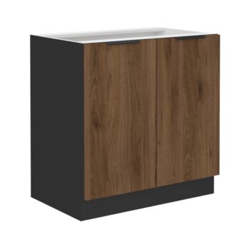 Dolná kuchynská skrinka Menzo 80 D 2F BB v elegantnom prevedení čierna/orech je ideálnym riešením pre moderné kuchyne. Táto skrinka, vyrobená z kvalitného laminovaného DTD materiálu, ponúka nielen štýlový vzhľad, ale aj praktickosť a odolnosť voči každodennému používaniu.