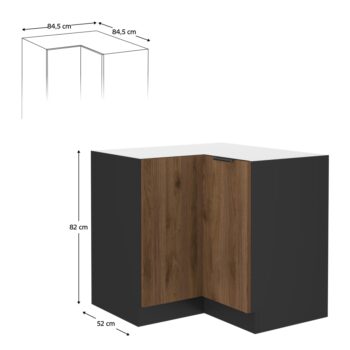 Predstavujeme vám dolnú rohovú kuchynskú skrinku Menzo 90x90 DN 2F BB, ktorá je ideálnym riešením pre moderné kuchyne. Táto skrinka v elegantnom farebnom prevedení čierna/orech prinesie do vášho interiéru štýlový a sofistikovaný vzhľad.