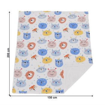 KONDELA Midas Typ 2 obojstranná baránková deka 150x200 cm biela / detský vzor – Obrázok 2