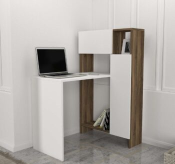 Písací stôl MILAPredstavujeme vám písací stôl MILA, ideálnu voľbu pre vašu kanceláriu alebo detskú izbu. Tento elegantný a úzky stôl je navrhnutý tak, aby vám poskytol pohodlné a efektívne pracovné prostredie, aj keď máte obmedzený priestor.Typ tovaru: Písací stôlVhodné do miestnosti: Kancelária a detská izbaMateriál: LTDRozmer: 90 x 73 x 45 cmFarba: Biela + orechVybavenie: RegálkaVzhľad: ÚzkaTvar: ObdĺžnikovýHrúbka materiálu: 18 mmDodatočné informácie: Dodávame v demontePísací stôl MILA je vyrobený z kvalitného LTD materiálu s hrúbkou 18 mm, čo zaisťuje jeho pevnosť a dlhú životnosť. Elegantná kombinácia bielej a orechovej farby dodáva stolu moderný a štýlový vzhľad, ktorý sa hodí do akéhokoľvek interiéru. Stôl je vybavený praktickým regálkom, ktorý poskytuje dostatok úložného priestoru pre vaše pracovné potreby a pomôcky.Dodávame v demonte, čo znamená, že stôl ľahko zložíte podľa priloženého návodu. Písací stôl MILA je perfektnou voľbou pre každého, kto hľadá štýlový a funkčný nábytok do svojej kancelárie alebo detskej izby.