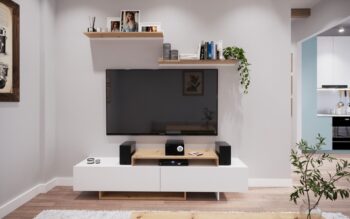 Predstavujeme mini obývaciu stenu MILANO – dokonalú kombináciu funkčnosti a minimalistického dizajnu. Navrhnutá tak, aby povýšila váš obytný priestor svojou elegantnou estetikou a praktickými úložnými riešeniami.Špecifikácie:Farebné prevedenie: biela / dub ArtisanDizajn: Minimalistický s otvorenými policamiRozmer: šírka 180 cm / hĺbka 35 cmZostava obsahuje:TV stolík + 2 ks závesné policePremeňte svoj obytný priestor s mini obývacou stenou MILANO, ktorá kombinuje štýl a praktickosť. Jej minimalistický vzhľad a otvorené police ju robia ideálnou pre moderné domácnosti, poskytujúc dostatok úložného priestoru pri zachovaní čistého a uprataného vzhľadu. Farebné prevedenie dodáva nádych elegancie, ktorý sa hladko prispôsobí rôznym interiérovým dizajnom.Kľúčové vlastnosti:Elegantný minimalistický dizajn: Perfektné pre súčasné interiéry, ponúkajúce čistý a uprataný vzhľad.Dostatočný úložný priestor: Otvorené police poskytujú dostatok miesta pre vaše knihy, dekoratívne predmety a mediálne zariadenia.Odolná konštrukcia: Vyrobená z vysokokvalitných LTD 22 mm materiálov pre zaistenie dlhej životnosti a stability.Jednoduchá montáž: Obsahuje jasné pokyny pre jednoduchú a bezproblémovú montáž.Dodávame v demonte.