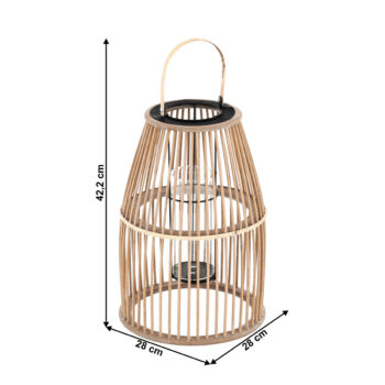 Drevený lampáš Miles Typ 2 s výškou 42,2 cm je elegantným doplnkom pre váš interiér. Tento moderný lampáš v prírodnej farbe kombinuje masívny bambus a kov, čím vytvára jedinečný vzhľad, ktorý sa hodí do rôznych štýlov zariadenia. Jeho nepravidelný tvar dodáva priestoru dynamiku a zaujme každého…