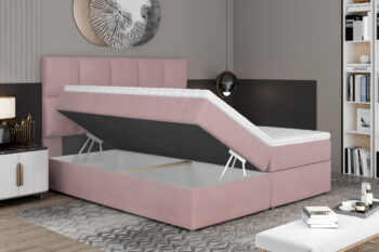 Exkluzívna a pohodlná manželská posteľ MILLY Vás hneď zaujme svojím módnym čelom. Jeho výška a jednoduchý tvar s prešívaním zabezpečí posteli elegantný a moderný vzhľad. Dokonale sa hodí do Vašej spálne, kde Vám poskytne miesto potrebné na relax a oddych.Posteľ MILLY má vysoký matrac, veľký čalúnený rám a úložný priestor. Konštrukcia postele je vyrobená v kombinácii dreva a LTD materiálu. Spacia plocha 185 x 200 poskytne dostatočne veľkú plochu pre odpočinok. Matrac má tvrdosť H3 a je tvorený kombináciou bonellových pružín a PUR peny s hustotou T25. Spolu s vrchným topperom zabezpečí pohodlnosť a uloženie Vašej chrbtice do správnej polohy. Je hypoalergénny. Posteľ je čalúnená veľmi príjemnou látkou Soft 11.Rozmery:- šírka: 185 cm,- výška: 124 cm.- hĺbka: 210 cm.Výška matraca 15 cm, výška toppera 4 cm. Matrac a topper je v cene postele. V ponuke aj ďalšie farby čalúnenia.