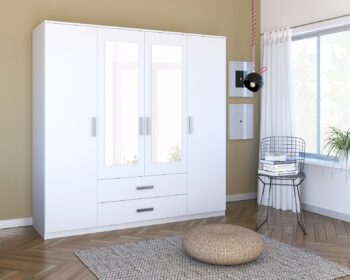 MINOLA je moderná šatníková skriňa v nadčasovom, štýlovom prevedení. Je vhodná do moderných interiérov.Šatníková skriňa je vyrobená z kvalitných LTD dosiek, ktoré nenáročné na údržbu. Šatníková skriňa je štvordverová, disponuje tiež dvomi zásuvkami.Farebné prevedenie: biela.Rozmery:šírka: 200 cmvýška: 200 cmhĺbka: 58 cm.V ponuke viacero typov šatníkových skríň MINOLA.Dodávame v demontovanom stave.