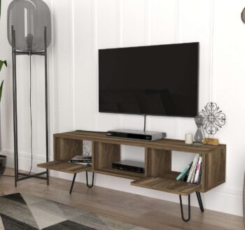 Predstavujeme MONDA, TV stolík, ktorý prináša do vašej obývačky eleganciu a moderný dizajn. Tento úzky a štýlový nábytok v orechovej farbe je navrhnutý tak, aby poskytoval praktické a estetické riešenie pre vaše multimediálne zariadenia a ďalšie potreby.Detailné špecifikácieTyp tovaru: TV stolíkMateriál: Kvalitné LTD a kov, s hrúbkou materiálu 18 mm, zaisťujúce odolnosť a dlhú životnosť.Rozmery: 120 x 43.1 x 29.5 cm, ideálny pre moderné a kompaktné obývacie priestory.Farba: Elegantný orech, ktorý pridáva teplý a prirodzený nádych vášmu interiéru.Vybavenie: Regálka a skrinka, poskytujúca dostatok úložného priestoru pre elektroniku, knihy alebo dekorácie.Vzhľad: Úzky dizajn, ktorý je ideálny pre menšie priestory alebo pre vytvorenie štýlového prvku vo vašej obývačke.Počet dverí, dvierok: Dvoch dverové, čo zaisťuje efektívne a estetické skryté úložné riešenie.Dodatočné informácie: Produkt je dodávaný v demontovanom stave, čo uľahčuje transport a montáž.TV stolík MONDA je skvelou voľbou pre tých, ktorí hľadajú moderný a funkčný nábytok s elegantným vzhľadom. Jeho orechová farba a minimalistický dizajn prinášajú do vášho domova teplo a moderný štýl.