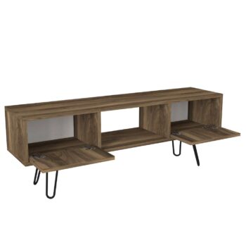 Predstavujeme MONDA, TV stolík, ktorý prináša do vašej obývačky eleganciu a moderný dizajn. Tento úzky a štýlový nábytok v orechovej farbe je navrhnutý tak, aby poskytoval praktické a estetické riešenie pre vaše multimediálne zariadenia a ďalšie potreby.Detailné špecifikácieTyp tovaru: TV stolíkMateriál: Kvalitné LTD a kov, s hrúbkou materiálu 18 mm, zaisťujúce odolnosť a dlhú životnosť.Rozmery: 120 x 43.1 x 29.5 cm, ideálny pre moderné a kompaktné obývacie priestory.Farba: Elegantný orech, ktorý pridáva teplý a prirodzený nádych vášmu interiéru.Vybavenie: Regálka a skrinka, poskytujúca dostatok úložného priestoru pre elektroniku, knihy alebo dekorácie.Vzhľad: Úzky dizajn, ktorý je ideálny pre menšie priestory alebo pre vytvorenie štýlového prvku vo vašej obývačke.Počet dverí, dvierok: Dvoch dverové, čo zaisťuje efektívne a estetické skryté úložné riešenie.Dodatočné informácie: Produkt je dodávaný v demontovanom stave, čo uľahčuje transport a montáž.TV stolík MONDA je skvelou voľbou pre tých, ktorí hľadajú moderný a funkčný nábytok s elegantným vzhľadom. Jeho orechová farba a minimalistický dizajn prinášajú do vášho domova teplo a moderný štýl.