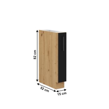 KONDELA Monro 15 D CARGO dolná kuchynská skrinka čierna / dub artisan - Image 2