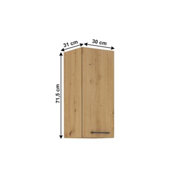 Horná kuchynská skrinka Monro 30 G-72 1F - dub artisan je moderným a praktickým doplnkom do každej kuchyne. Tento produkt značky Kondela je vyrobený z aglomerovaného materiálu, konkrétne laminovanej DTD, čo mu dodáva vysokú odolnosť a dlhú životnosť. Skrinka má tmavú farbu dubu artisan, ktorá…
