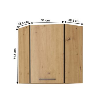 KONDELA Monro 60/60 GN-72 1F horná rohová kuchynská skrinka dub artisan / čierna - Image 2