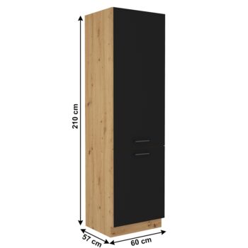KONDELA Monro 60 LO-210 2F kuchynská skrinka na vstavanú chladničku čierna / dub artisan - Image 2