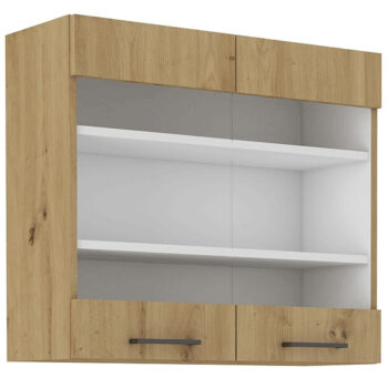 Horná kuchynská skrinka Monro 80 GS-72 2F - dub artisan je moderným a praktickým doplnkom do každej kuchyne. Tento produkt od značky Kondela je vyrobený z aglomerovaného materiálu, konkrétne laminovanej DTD, čo mu dodáva vysokú odolnosť a dlhú životnosť.