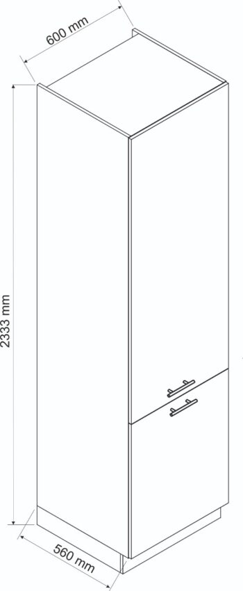 Kuchynský nábytok MOON bol vytvorený pre milovníkom minimalistických kuchýň. Je v jednoduchom a nadčasovom dizajne. Jej predné časti sú charakteristické ako anti-fingerprint - ochrana nábytku proti odtlačkom prstov. Korpus nábytku je vyrobený zo 16 mm hrubej LTD dosky. Predné dvierka sú vyrobené z akrylovej matnej dosky s hrúbkou 18,7 mm. Dolná kuchynská skrinka je v čiernej farbe v matnom prevedení. Rozmery (š,v,h): 60 x 233,3 x 56 cm.Súčasťou je sokel v šedej farbe a nožičky.Úchyty nie sú v cene. Je potrebné ich doobjednať.Dodávame v demontovanom stave.