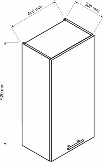 Kuchynský nábytok MOON bol vytvorený pre milovníkom minimalistických kuchýň. Je v jednoduchom a nadčasovom dizajne. Jej predné časti sú charakteristické ako anti-fingerprint - ochrana nábytku proti odtlačkom prstov. Korpus nábytku je vyrobený zo 16 mm hrubej LTD dosky. Predné dvierka sú vyrobené z akrylovej matnej dosky s hrúbkou 18,7 mm. Horná kuchynská skrinka je v čiernej farbe v matnom prevedení. Rozmery (š,v,h): 45 x 92 x 30 cm.Úchyty nie sú v cene. Je potrebné ich doobjednať.Dodávame v demontovanom stave.