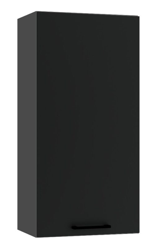 MOON horná kuchynská skrinka W45 92 P/L, čierna Kuchynský nábytok MOON bol vytvorený pre milovníkom minimalistických kuchýň. Je v jednoduchom a nadčasovom dizajne. Jej predné časti sú charakteristické ako anti-fingerprint - ochrana nábytku proti odtlačkom prstov. Korpus nábytku je vyrobený zo 16 mm hrubej LTD dosky. Predné dvierka sú vyrobené z akrylovej matnej dosky s hrúbkou 18,7 mm. Horná kuchynská skrinka je v čiernej farbe v matnom prevedení. Rozmery (š,v,h): 45 x 92 x 30 cm.Úchyty nie sú v cene. Je potrebné ich doobjednať.Dodávame v demontovanom stave.