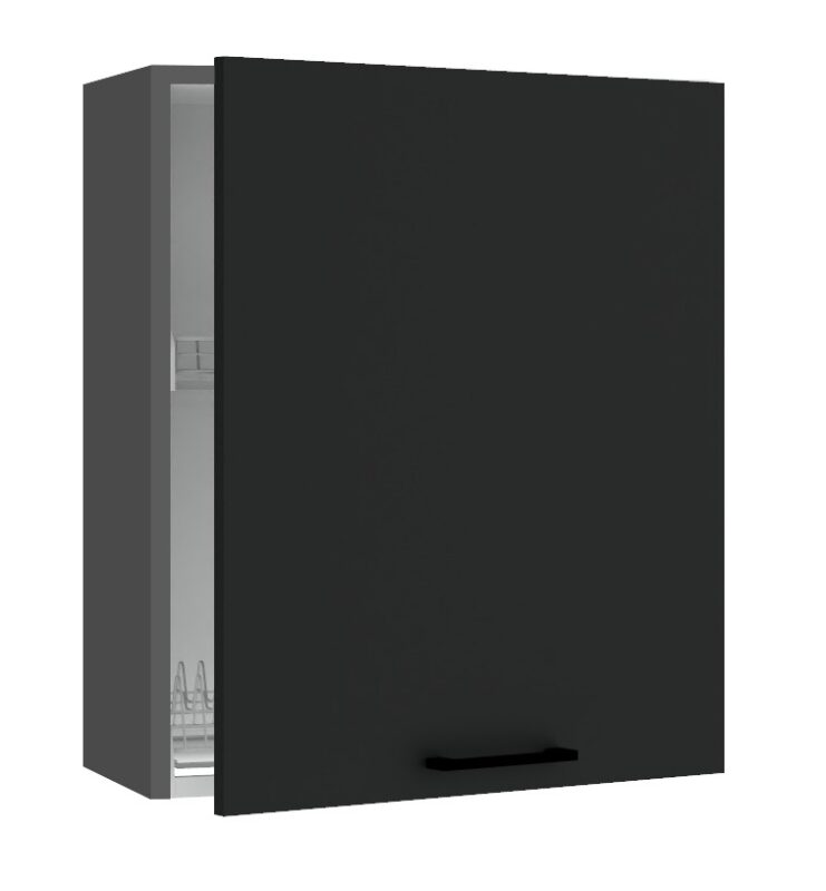 MOON horná kuchynská skrinka W60 SU P/L ALU, čierna Kuchynský nábytok MOON bol vytvorený pre milovníkom minimalistických kuchýň. Je v jednoduchom a nadčasovom dizajne. Jej predné časti sú charakteristické ako anti-fingerprint - ochrana nábytku proti odtlačkom prstov. Korpus nábytku je vyrobený zo 16 mm hrubej LTD dosky. Predné dvierka sú vyrobené z akrylovej matnej dosky s hrúbkou 18,7 mm. Horná kuchynská skrinka je v čiernej farbe v matnom prevedení. Rozmery (š,v,h): 60 x 72 x 30 cm.Úchyty nie sú v cene. Je potrebné ich doobjednať.Dodávame v demontovanom stave.