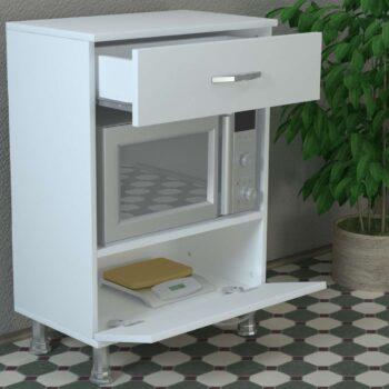 MOON – Elegantná skrinka na mikrovlnkuObohaťte svoju kuchyňu o štýlový a praktický prvok s našou skrinkou na mikrovlnku MOON. Táto moderná biela skrinka je ideálnou voľbou pre každú kuchyňu, kde oceníte nielen funkčnosť, ale aj estetický vzhľad.Typ tovaru: Skrinka na mikrovlnkuVhodné do miestnosti: KuchyňaMateriál: LTDRozmer: 60 x 86.3 x 35.5 cmFarba: BielaVzhľad: ViacúčelováPočet dvierok: 1Hrúbka materiálu: 18 mmPoznámka: Mikrovlnná rúra nie je súčasťou balenia.Skrinka MOON ponúka dokonalý úložný priestor pre mikrovlnnú rúru aj ďalšie kuchynské potreby. Vyrobená z kvalitného materiálu LTD as hrúbkou 18 mm, zaručuje dlhú životnosť a odolnosť. Jej čistý a jednoduchý dizajn v bielej farbe ľahko zapadne do akéhokoľvek kuchynského prostredia, pričom pridáva moderný nádych.Nechajte sa očariť viacúčelovou skrinkou MOON a vytvorte si v kuchyni priestor, ktorý bude nielen funkčný, ale aj vizuálne atraktívny!Dodávame v demonte.