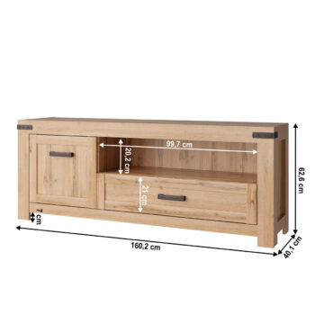 TV stolík Moratiz 1D1S/160 v elegantnom prevedení dub wotan je ideálnym riešením pre moderné interiéry. Tento kus nábytku od značky KONDELA ponúka nielen štýlový vzhľad, ale aj praktické využitie. S rozmermi šírka 160,2 cm, hĺbka 40,1 cm a výška 62,6 cm poskytuje dostatok…