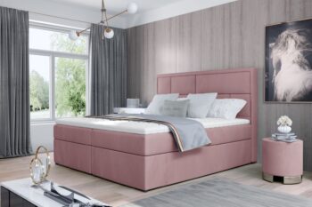MOREN je vkusná, elegantná, dokonale mäkká a pohodlná boxspring kontinentálna posteľ v modernom klasickom štýle v rozmere180 x 200 cm, látke Mat Velvet 63Výnimočný komfort umocňuje 53 cm vysoký sedák a výplň lôžka. Bonnell matrac a pena T25 poskytujú užívateľovi nábytku najvyšší komfort a dokonale stabilizujú polohu tela počas odpočinku. Toto riešenie zaručuje pohodlný odpočinok pre každého, pretože zdravý spánok je dobrý spánok! Okrem značného komfortu stojí za pozornosť aj povrchová úprava jednotlivých prvkov modelu. Vysoké čelo postele, šité v tvare nepravidelných obdĺžnikov, je mäkkou, pohodlnou a neoceniteľnou oporou a zaujímavou dekoráciou do spálne.Vďaka dvom priestranným kontajnerom na lôžkoviny je náš boxspring nielen funkčným zariadením domácnosti, ale aj vlastnou oázou pokoja, vďaka čomu je používanie takejto postele skutočným pôžitkom. Oplatí sa mať  posteľ ako Moren ,spokojnosť zaručená.Rozmery:ŠxHxV: 180 x 215 x 115 cmvýška sedu: 53 cmplocha na spanie: 180 x 200 cmhmotnosť: 189 kgmatrac: pena T25 + bonnelvýška nožičiek: 2 cmUpozornenie: Váš monitor nemusí zobrazovať farby také, ako sú v skutočnosti.   