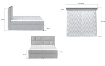 MOREN je vkusná, elegantná, dokonale mäkká a pohodlná boxspring kontinentálna posteľ v modernom klasickom štýle, v rozmere 140 x 200 cm v látke Soft 17Výnimočný komfort umocňuje 53 cm vysoký sedák a výplň lôžka. Bonnell matrac a pena T25 poskytujú užívateľovi nábytku najvyšší komfort a dokonale stabilizujú polohu tela počas odpočinku. Toto riešenie zaručuje pohodlný odpočinok pre každého, pretože zdravý spánok je dobrý spánok! Okrem značného komfortu stojí za pozornosť aj povrchová úprava jednotlivých prvkov modelu. Vysoké čelo postele, šité v tvare nepravidelných obdĺžnikov, je mäkkou, pohodlnou a neoceniteľnou oporou a zaujímavou dekoráciou do spálne.Vďaka dvom priestranným kontajnerom na lôžkoviny je náš boxspring nielen funkčným zariadením domácnosti, ale aj vlastnou oázou pokoja, vďaka čomu je používanie takejto postele skutočným pôžitkom. Oplatí sa mať  posteľ ako Moren ,spokojnosť zaručená.Rozmery:ŠxHxV: 140 x 215 x 115 cmvýška sedu: 53 cmplocha na spanie: 140 x 200 cmhmotnosť: 189 kgmatrac: pena T25 + bonnelvýška nožičiek: 2 cmUpozornenie: Váš monitor nemusí zobrazovať farby také, ako sú v skutočnosti.   