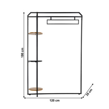 Šatníkový organizér Mungo v elegantnej kombinácii čiernej a dubu je ideálnym riešením pre moderné interiéry, ktoré potrebujú praktické a štýlové úložné priestory. Tento policovo-šatníkový typ skrine ponúka dostatok miesta na usporiadanie vášho oblečenia a doplnkov, pričom jeho rovný tvar sa…