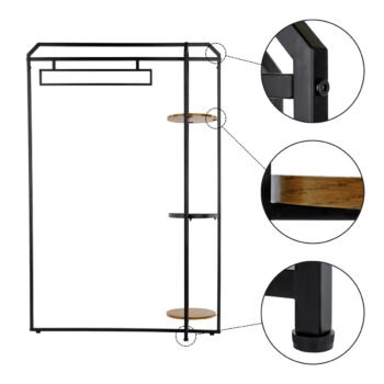 Šatníkový organizér Mungo v elegantnej kombinácii čiernej a dubu je ideálnym riešením pre moderné interiéry, ktoré potrebujú praktické a štýlové úložné priestory. Tento policovo-šatníkový typ skrine ponúka dostatok miesta na usporiadanie vášho oblečenia a doplnkov, pričom jeho rovný tvar sa…