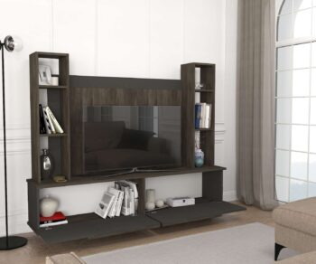 Zoznámte sa s MURDO, vysokým TV stolíkom, ktorý svojim dizajnom v tmavo hnedej a antracitovej farbe pridáva každej obývacej izbe elegantný a moderný vzhľad. Tento robustný kus nábytku ponúka praktické úložné riešenie vďaka svojim dvom plným dverám a úzkemu, ale vysokému profilu, ktorý šetrí priestor a zároveň poskytuje dostatok úložného priestoru.Kľúčové vlastnostiTyp tovaru: TV stolíkMateriál: Odolné LTD s hrúbkou 18 mm, čo zaručuje vysokú odolnosť a dlhú životnosť.Rozmery: 180 x 145 x 22 cm, ideálny pre veľké obývacie priestory, kde dominuje moderný dizajn.Farba: Kombinácia tmavo hnedej a antracitovej dodáva sofistikovaný a profesionálny vzhľad.Vybavenie: Dve skrinky poskytujú bohatý úložný priestor pre elektroniku, knihy a iné predmety.Počet dverí, dvierok: Dve dvere, ktoré sú praktické a zároveň udržujú vzhľad jednoduchý a elegantný.Dodatočné informácie: Dodávame v demontovanom stave, čo uľahčuje transport a zostavenie produktu.TV stolík MURDO je perfektnou voľbou pre tých, ktorí hľadajú elegantný, ale praktický kus nábytku, ktorý zvýrazní moderný charakter ich domova. Jeho dizajn a funkčnosť sú pripravené splniť očakávania aj tých najnáročnejších používateľov.