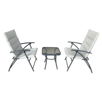 KONDELA Muson kovový záhradný set svetlosivá / tmavosivá – Obrázok 5