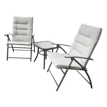 KONDELA Muson kovový záhradný set svetlosivá / tmavosivá – Obrázok 6