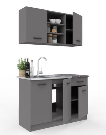 Jednoduchá kuchynská linka JANKA 120 má atraktívne prevedenie antracit. Materiál LTD je jednoduchý na údržbu.Plastové úchytky.Horné skrinky sú vysoké 58 cm, dolné skrinky majú výšku 84 cm.Montážna lišta nie je súčasťou horných skriniek. Pracovná doska je súčasťou skriniek 40 cm.Drez je potrebné dokúpiť.Dodávame demonte.