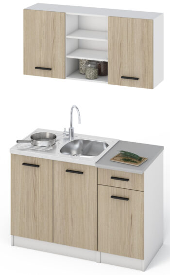 Jednoduchá kuchynská linka JANKA 120 má atraktívne prevedenie dub sonoma. Materiál LTD je jednoduchý na údržbu.Plastové úchytky.Horné skrinky sú vysoké 58 cm, dolné skrinky majú výšku 84 cm.Montážna lišta nie je súčasťou horných skriniek. Pracovná doska je súčasťou skriniek 40 cm (fotografiu pracovnej dosky nájdete v obrázkoch).Drez je potrebné dokúpiť.Dodávame demonte.