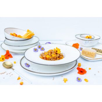 Mäser Hlboký tanier Pintar White modré bodky 21 cm