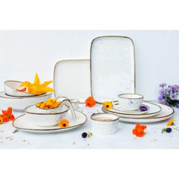 Mäser Obdélníkový tác Pintar White hnedé bodky 21x 13 x 3 cm