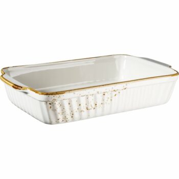Mäser Zapekací mísa Pintar White hnedé bodky 36,4x 22,3 cm, L