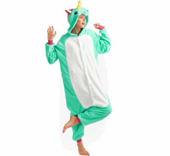 Mentolový kigurumi overal s motívom jednorožca veľkosť S
