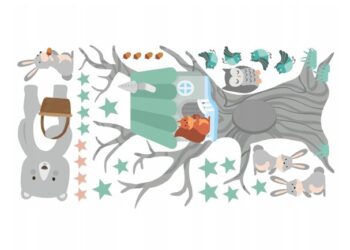 Milá nálepka na stenu pre deti zvieratká z domčeka 100 x 200 cm