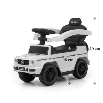 Milly Mally Odrážadlo s vodiacou tyčou Mercedes G350d biela, 94 x 40 x 86,5 cm