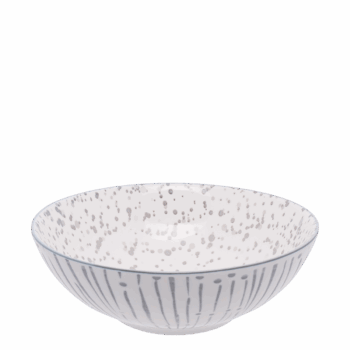 Porcelánová miska Basic biela so svetlo sivými pruhmi je z jednoduchej a elegantnej línie produktov, ktorá kladie dôraz na funkčnosť a nadčasový dizajn. Miska je vhodná na podávanie šalátov, cereálií či polievok.