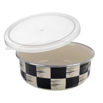 Miska smalt ŠACHOVNICA Lem+UH viečko pr. 15,5 cm