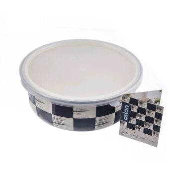 Miska smalt ŠACHOVNICA Lem+UH viečko pr. 19 cm