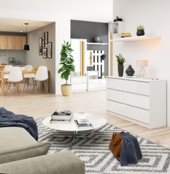 SOPHIE120: Moderná komoda v oslnivo bielom prevedení Očarujúca, elegantná a nesmierne praktická. To je SOPHIE120, moderná komoda v oslnivo bielej farbe s lesklým dekorom, ktorá prinesie sviežosť a ľahkosť do každého interiéru.  Typ tovaru: Komoda, skrinka Materiál: Vysoko kvalitné MDF Rozmer: 77 x 120 x 40 cm Farba: Čistá biela s bielym leskom Vybavenie: 6 priestranných zásuviek a ďalšie úložné priestory Štýl:  Moderný a dizajnový Dekor: Lesklý povrch pre extra luxusný vzhľad  So skrinkou SOPHIE120 získate nielen úložný priestor, ale aj nábytok, ktorý sa stane hlavnou dekoráciou miestnosti. Vďaka kombinácii bieleho lesklého dekoru a minimalistického dizajnu bude táto komoda skvelým doplnkom ako do spálne, tak aj do obývacej izby. Nechajte sa očariť dokonalým spojením funkčnosti a dizajnu. SOPHIE120 prinesie do vášho domova nielen praktickosť, ale aj nádych modernej elegancie!