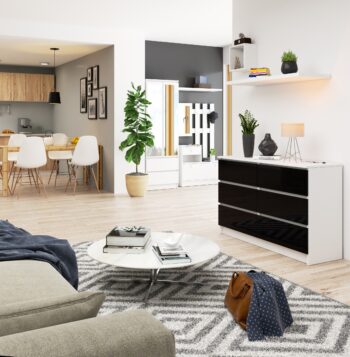 SOPHIE120: Moderná komoda s kontrastným dizajnom Štýlová, elegantná a nesmierne funkčná. Predstavujeme vám SOPHIE120, modernú komodu, ktorá kombinuje čisto bielu farbu s čiernym leskom, vytvárajúc tak nádherný kontrast v každom interiéri.  Typ tovaru: Komoda, skrinka Materiál: Kvalitný MDF Rozmer: 77 x 120 x 40 cm Farba: Biela s čiernym lesklým dekorom Vybavenie: 6 priestranných zásuviek a viac úložných priestorov Štýl:  Moderný a dizajnový Dekor: Kontrastný lesklý povrch pre luxusný vzhľad  Komoda SOPHIE120 je dokonalým spojením funkčnosti a štýlu. Vďaka svojmu modernému dizajnu a kontrastnej kombinácii bielej a čiernej sa stane skvelým doplnkom ako do spálne, tak aj do obývacej izby. Dajte svojmu interiéru nádych modernej elegancie s SOPHIE120 a vychutnajte si dokonalú kombináciu kvality, dizajnu a praktickosti!