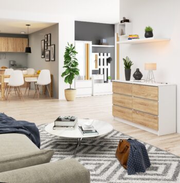 SOPHIE120: Moderná komoda v elegantnej kombinácii bielej a dubu Sonoma Uvedieme Vás k SOPHIE120, komode, ktorá kombinuje čistotu bielej s teplým odtieňom duba Sonoma. Tento štýlový kúsok nábytku sa dokonale zapíše do vášho moderne zariadeného bývania, či už v spálni alebo v obývacej izbe.  Typ tovaru: Komoda, skrinka < li>Materiál: Kvalitné LTD Rozmer: 77 x 120 x 40 cm Farba: Svieža biela doplnená o teplý dub Sonoma Vybavenie: 6 praktických zásuviek a ďalšie úložné priestory Štýl: Moderný a dizajnový   Komoda SOPHIE120 prináša nielen množstvo úložného priestoru vďaka šiestim zásuvkám a ďalším skvelým úložným miestam, ale stane sa aj vizuálnym magnetom v akejkoľvek miestnosti. Kombinácia bielej a dubu Sonoma dodá miestnosti pocit priestoru a eleganciu. Obohaťte svoj domov o nábytok, ktorý je nielen funkčný, ale aj nádherný na pohľad. Zaraďte do svojho interiéru komodu SOPHIE120 a urobte z neho útulné a štýlové miesto k životu!