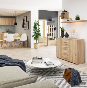 Komoda TRAVI110: Elegancia duba Sonoma v modernom prevedení Typ tovaru: Komoda, skrinka Uveďte do svojho domova štipku modernej elegancie s komodou TRAVI110. Vo farbe duba Sonoma tento nábytok prináša prírodnú krásu duba v kombinácii s moderným dizajnom, čo je ideálny doplnok pre spálne aj obývacie izby.   Materiál: LTD - zaručuje vysokú odolnosť a dlhú životnosť Rozmer: 80 x 110 x 35 cm - ideálny pre efektívne využitie priestoru < li>Farba: dub Sonoma - prírodný a časovo odolný odtieň Vybavenie: 4 zásuvky - ponúka dostatok úložného priestoru Štýl : moderné, dizajnové - perfektná kombinácia funkcie a estetiky 2 dverové - pre ľahký prístup a systematické usporiadanie Počet políc: 4 - poskytuje ďalšie úložné možnosti a organizáciu  Objavte kúzlo a funkčnosť komody TRAVI110 a oživte svoj interiér dokonalým kúskom nábytku.