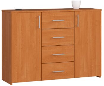 Komoda TRAVI110: Moderná estetika v teplom odtieni jelše Typ tovaru: Komoda, skrinka Vstúpte do sveta sofistikovanej elegancie s TRAVI110< /strong>. Táto moderná komoda vo farbe jelše dodá vášmu interiéru teplý a príjemný pocit, či už ju umiestnite do spálne alebo obývacej izby.  Materiál: LTD - záruka dlhej životnosti a trvanlivosti Rozmer: 80 x 110 x 35 cm - optimálne rozmery pre úložný priestor aj estetický vzhľad < li>Farba: jelša - teplá a vždy moderná Vybavenie: 4 zásuvky - pre jednoduché uskladnenie všetkého dôležitého Štýl: moderné, dizajnové - kombinuje praktickosť s vizuálnym kúzlom 2 dverové - pre lepší prístup a organizáciu vašich vecí Počet políc: 4 - vylepšuje organizáciu a umožňuje ľahké usporiadanie  Nechajte sa očariť kvalitou a štýlom komody TRAVI110 a obohaťte svoj domov o skvelý nábytkový kúsok.