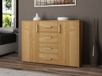 Komoda TRAVI110: Moderná estetika v teplom odtieni jelše Typ tovaru: Komoda, skrinka Vstúpte do sveta sofistikovanej elegancie s TRAVI110< /strong>. Táto moderná komoda vo farbe jelše dodá vášmu interiéru teplý a príjemný pocit, či už ju umiestnite do spálne alebo obývacej izby.  Materiál: LTD - záruka dlhej životnosti a trvanlivosti Rozmer: 80 x 110 x 35 cm - optimálne rozmery pre úložný priestor aj estetický vzhľad < li>Farba: jelša - teplá a vždy moderná Vybavenie: 4 zásuvky - pre jednoduché uskladnenie všetkého dôležitého Štýl: moderné, dizajnové - kombinuje praktickosť s vizuálnym kúzlom 2 dverové - pre lepší prístup a organizáciu vašich vecí Počet políc: 4 - vylepšuje organizáciu a umožňuje ľahké usporiadanie  Nechajte sa očariť kvalitou a štýlom komody TRAVI110 a obohaťte svoj domov o skvelý nábytkový kúsok.