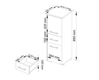 ASTRA2D: Moderná Kúpeľňová Skrinka Odhaľte kúzlo dokonale designovaného priestoru s kúpeľňovou skrinkou ASTRA2D. Navrhnutá s ohľadom na vaše potreby, táto skrinka je dokonalým spojením funkčnosti a štýlu.  Typ tovaru: Kúpeľňová skrinka Vhodné do miestnosti: Kúpeľňa Materiál: LTD Rozmer: 85 x 30 x 30 cm Farba: Biela + grafit lesk Vybavenie: 1 zásuvka a dvierka plné Štýl:< /strong> Moderné, dizajnové Dekor: Lesk Počet políc: 3  < p>S jej modernou estetikou a praktickými rysmi je ASTRA2D tou najlepšou voľbou pre každú kúpeľňu, ktorá si zakladá na kvalite a štýle.
