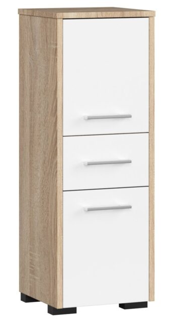 ASTRA2D Kúpeľňová skrinka Objavte novú dimenziu kúpeľňového dizajnu s modernou kúpeľňovou skrinkou ASTRA2D. Ideálny doplnok pre každú kúpeľňu, ktorý zaujme nielen svojim dizajnom, ale aj praktickosťou.  Typ tovaru: Kúpeľňová skrinka Materiál:  LTD Rozmer: 85 x 30 x 30 cm Farba: dub Sonoma s kombináciou bielej Vybavenie: Dvierka plné, poskytujúce dostatok úložného priestoru Štýl: Moderné a dizajnové prevedenie Počet políc: 3  Pridajte do svojej kúpeľne dotyk elegancie a pohodlia s ASTRA2D skrinkou. Jej kvalitný materiál a dizajn v kombinácii farby dub Sonoma a bielej prinesie do vášho interiéru sviežosť a moderný vzhľad. Organizujte svoje kúpeľňové potreby na troch priestranných policiach a užite si pocit dokonale usporiadanej kúpeľne!